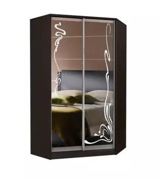 Угловой шкаф-купе Версаль с пескоструйным рисунком