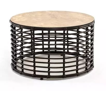 Журнальный столик Парма из искусственного ротанга, бронзовый
