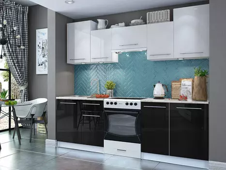 Бланка СТЛ.234.00РЗ Кухонный гарнитур Белый/Чёрный глянец/Белый глянец