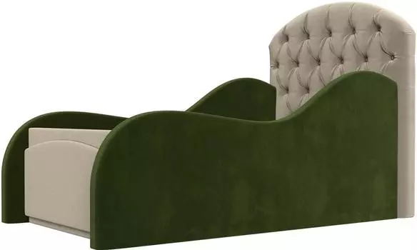 Детская кровать Майя Микровельвет Бежевый/Зеленый