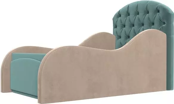 Детская кровать Майя Велюр Бирюзовый/Бежевый