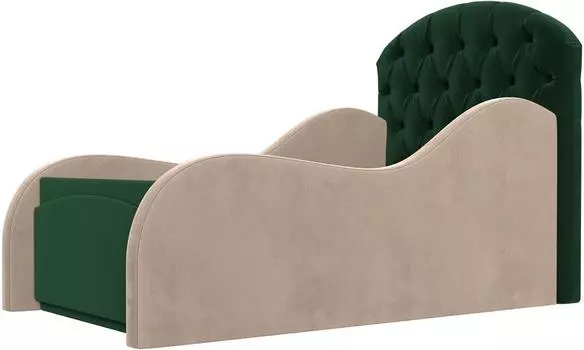 Детская кровать Майя Велюр Зеленый/Бежевый