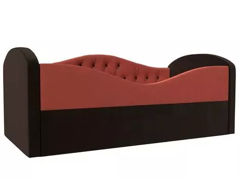 Детская кровать Сказка Люкс Микровельвет Коралловый/Коричневый