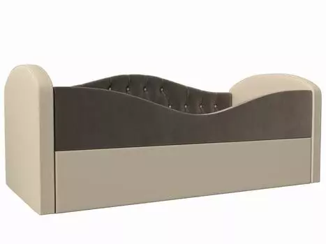 Детская кровать Сказка Люкс Велюр/Экокожа Коричневый