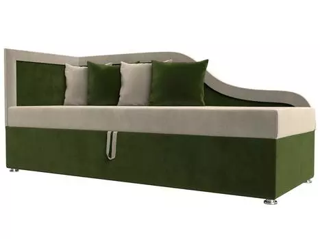 Детский диван Дюна левый угол Микровельвет Бежевый/Зеленый