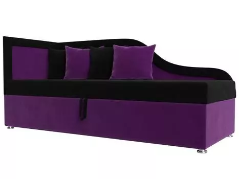 Детский диван Дюна левый угол Микровельвет Черный/Фиолетовый