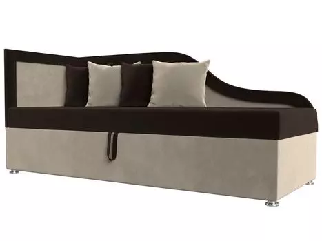 Детский диван Дюна левый угол Микровельвет Коричневый/Бежевый