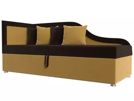 Детский диван Дюна левый угол Микровельвет Коричневый/Желтый