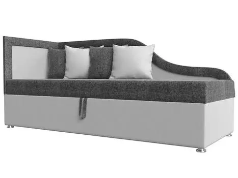 Детский диван Дюна левый угол Рогожка/Экокожа Серый/Белый