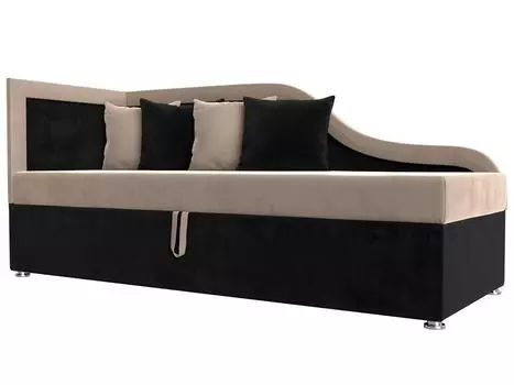 Детский диван Дюна левый угол Велюр Бежевый/Черный