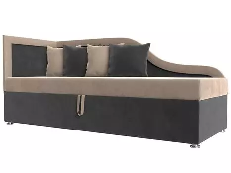 Детский диван Дюна левый угол Велюр Бежевый/Серый