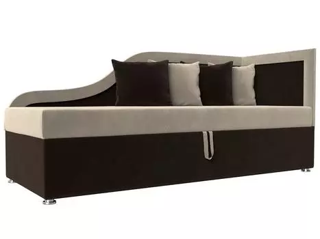 Детский диван Дюна правый угол Микровельвет Бежевый/Коричневый