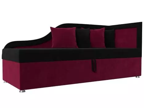 Детский диван Дюна правый угол Микровельвет Черный/Бордовый
