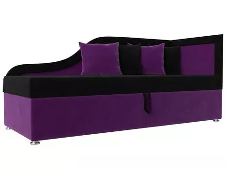 Детский диван Дюна правый угол Микровельвет Черный/Фиолетовый