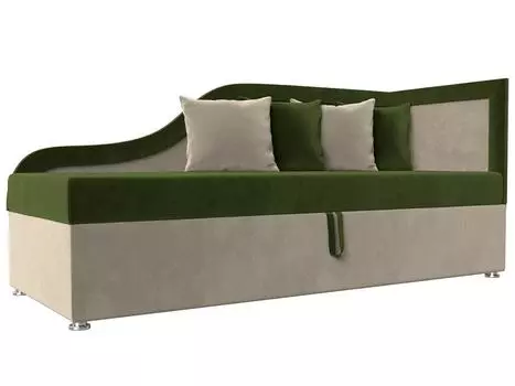 Детский диван Дюна правый угол Микровельвет Зеленый/Бежевый