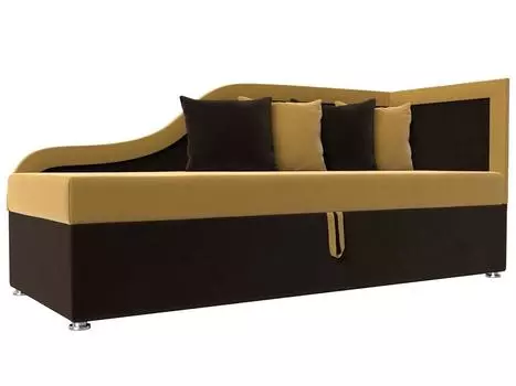 Детский диван Дюна правый угол Микровельвет Желтый/Коричневый