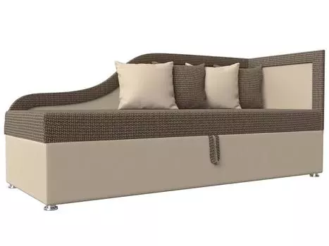 Детский диван Дюна правый угол Рогожка/Экокожа Корфу 03/Бежевый