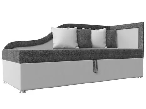 Детский диван Дюна правый угол Рогожка/Экокожа Серый/Белый