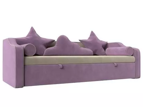 Детский диван-кровать Рико Микровельвет Бежевый/Сиреневый
