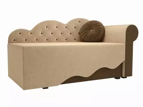 Детский диван Тедди-1 Микровельвет Бежевый/Коричневый