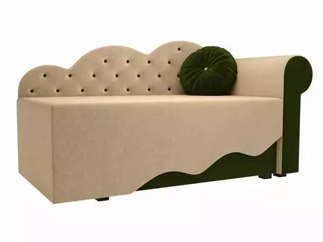 Детский диван Тедди-1 Микровельвет Бежевый/Зеленый