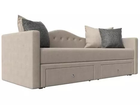 Детский прямой диван Дориан Рогожка Бежевый/Серый