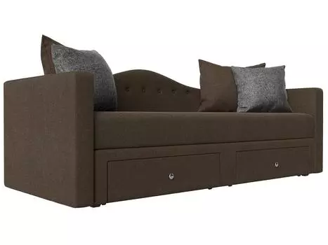 Детский прямой диван Дориан Рогожка Коричневый/Серый