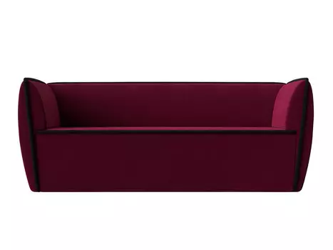 Диван Бергамо 3 Микровельвет Бордовый кант Черный