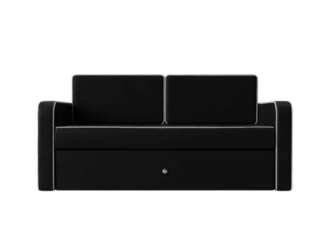 Диван детский Смарт экокожа черный кант белый