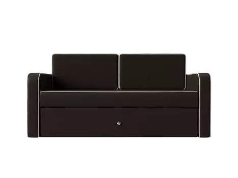 Диван детский Смарт экокожа коричневый кант бежевый