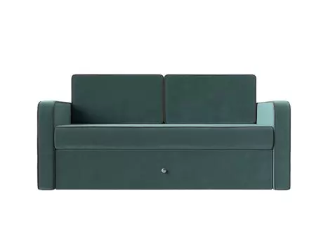 Диван детский Смарт велюр бирюзовый кант коричневый