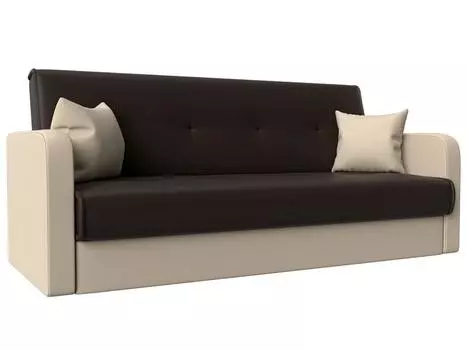 Диван книжка Надежда Экокожа Коричневый/Бежевый