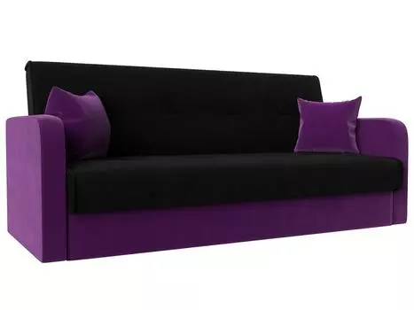 Диван книжка Надежда Микровельвет Чёрный/Фиолетовый