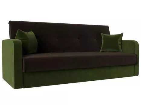 Диван книжка Надежда Микровельвет Коричневый/Зелёный