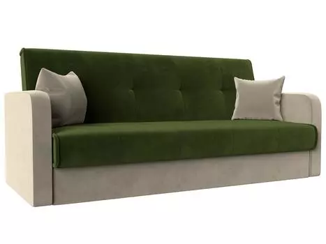 Диван книжка Надежда Микровельвет Зелёный/Бежевый