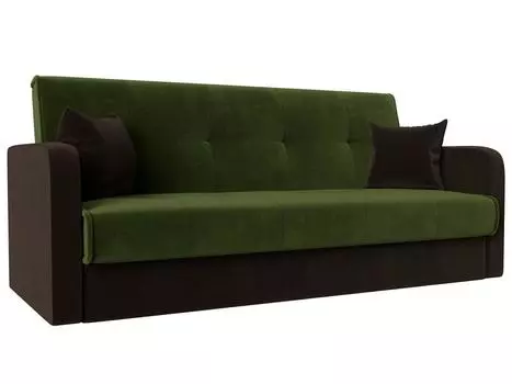 Диван книжка Надежда Микровельвет Зелёный/Коричневый