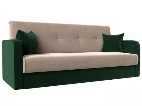 Диван книжка Надежда Велюр Бежевый/Зелёный