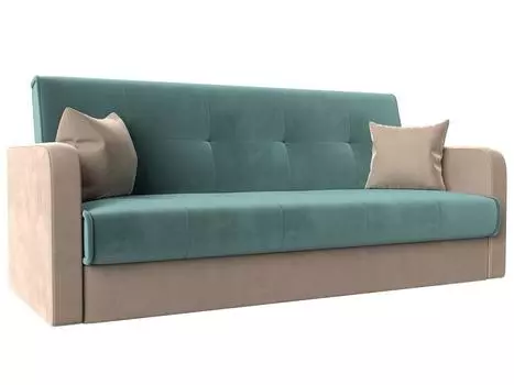 Диван книжка Надежда Велюр Бирюзовый/Бежевый