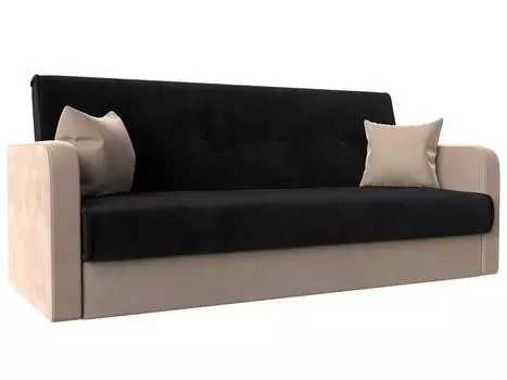 Диван книжка Надежда Велюр Чёрный/Бежевый