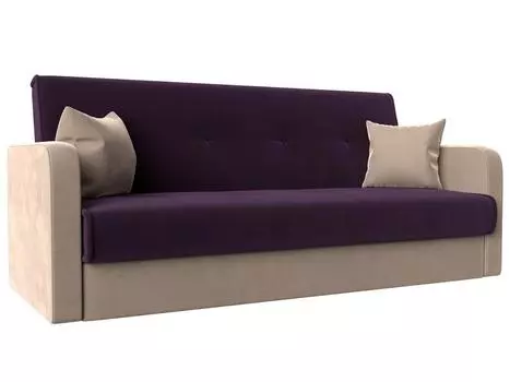 Диван книжка Надежда Велюр Фиолетовый/Бежевый