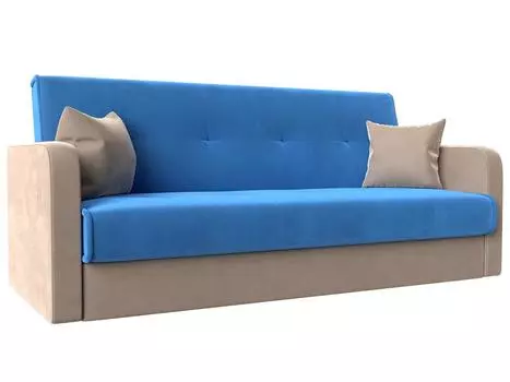 Диван книжка Надежда Велюр Голубой/Бежевый