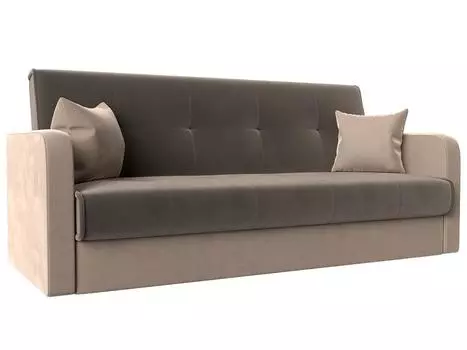 Диван книжка Надежда Велюр Коричневый/Бежевый