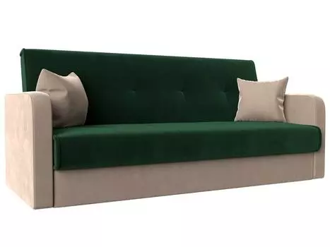 Диван книжка Надежда Велюр Зелёный/Бежевый