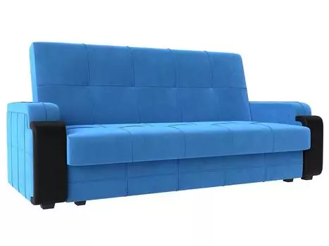 Диван Книжка Николь Лайт Велюр\Экокожа Голубой\Черный