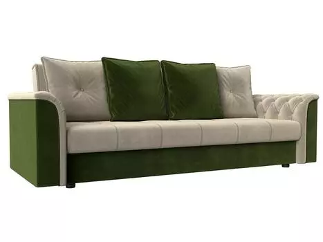 Диван книжка Сиеста Микровельвет Бежевый\Зеленый