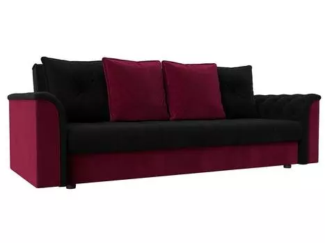 Диван книжка Сиеста Микровельвет Черный\Бордовый