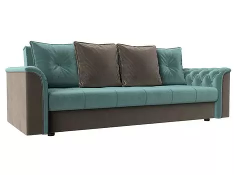 Диван книжка Сиеста Велюр Бирюзовый\Коричневый