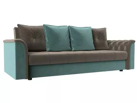 Диван книжка Сиеста Велюр Коричневый\Бирюзовый