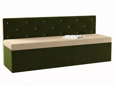 Диван кухонный прямой Салвадор Микровельвет Бежевый Зеленый