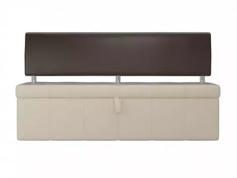 Кухонный прямой диван Стоун Экокожа Бежевый/Коричневый